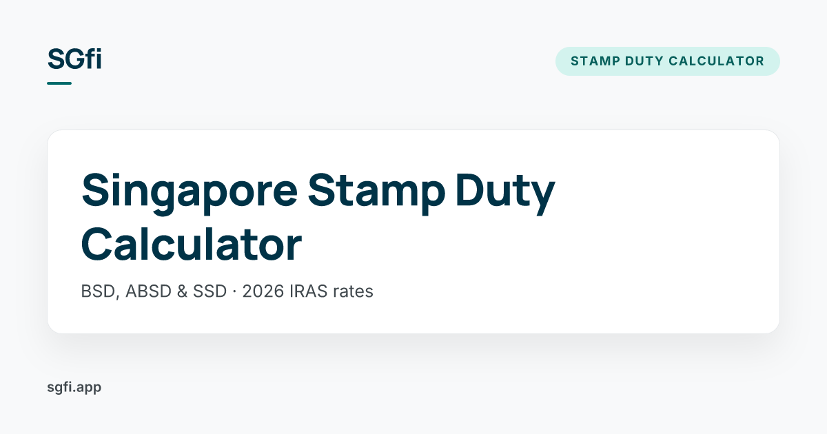 Stamp Duty Calculator Singapore 2026 — BSD, ABSD & SSD